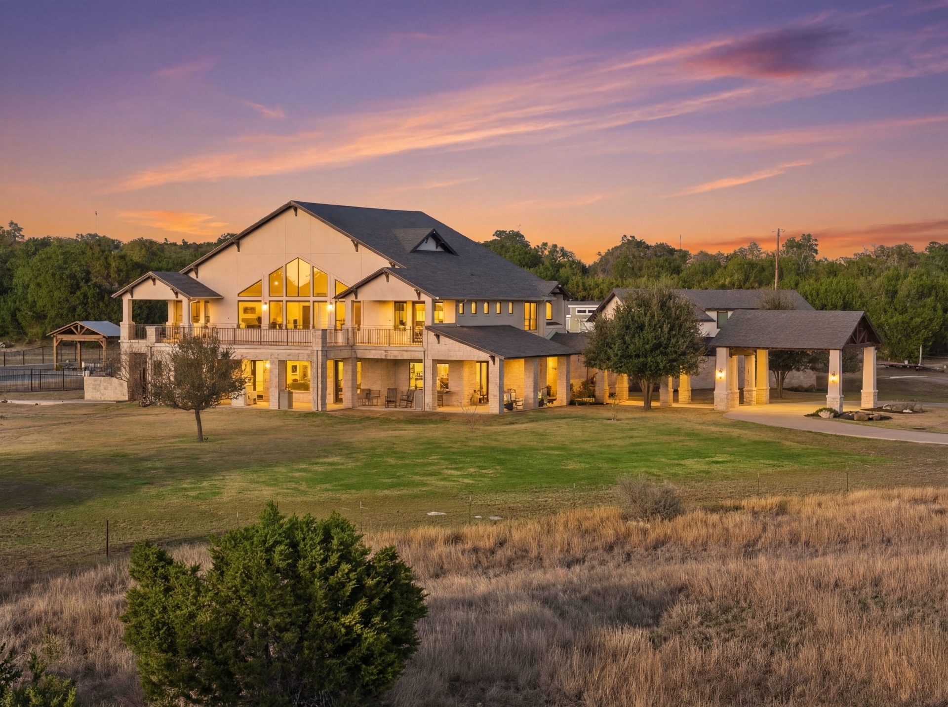 Grand Rear Elevation at Twilight