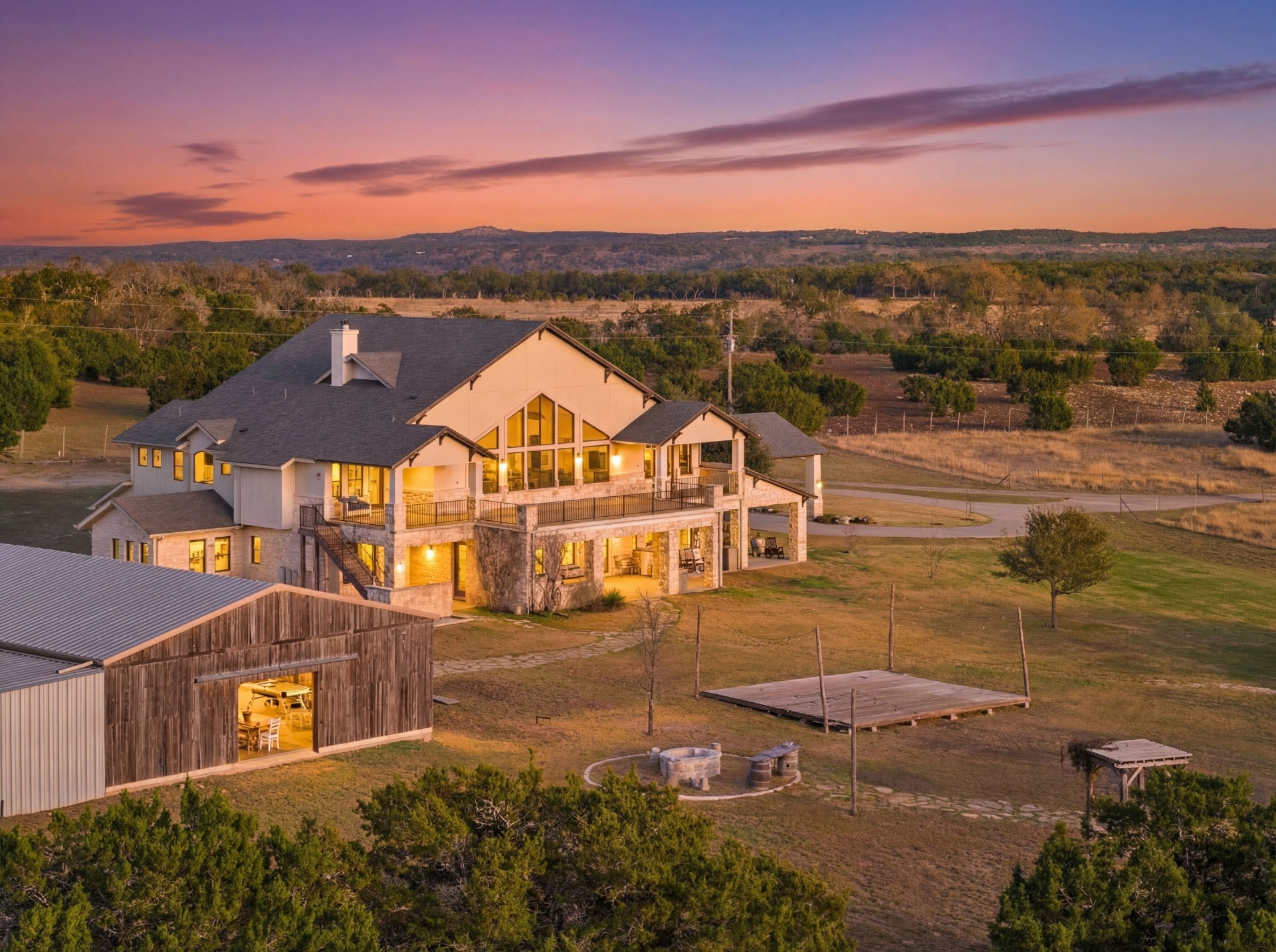 Estate Aglow at Twilight