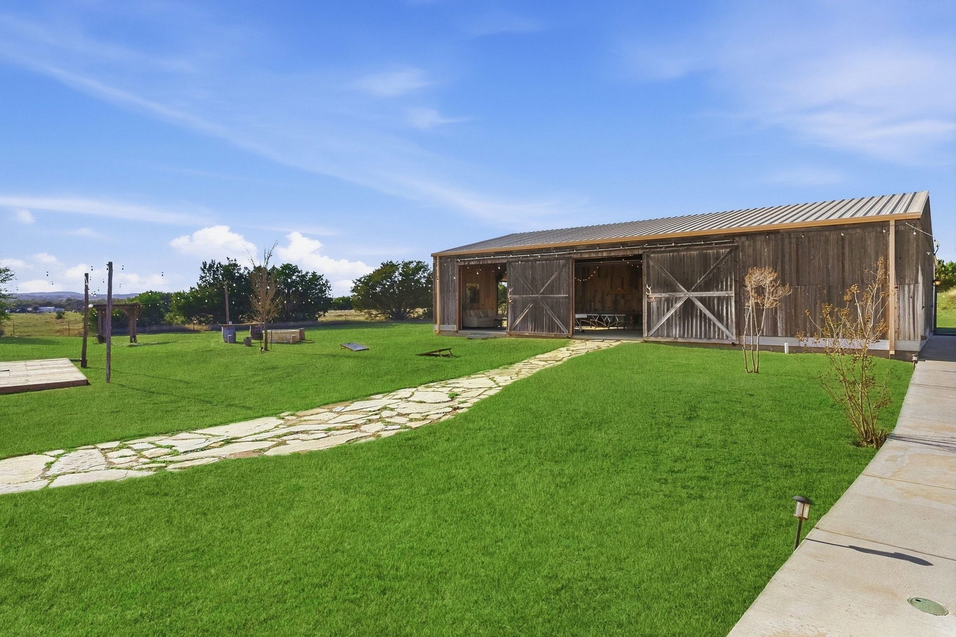 Barn Exterior & Manicured Lawn