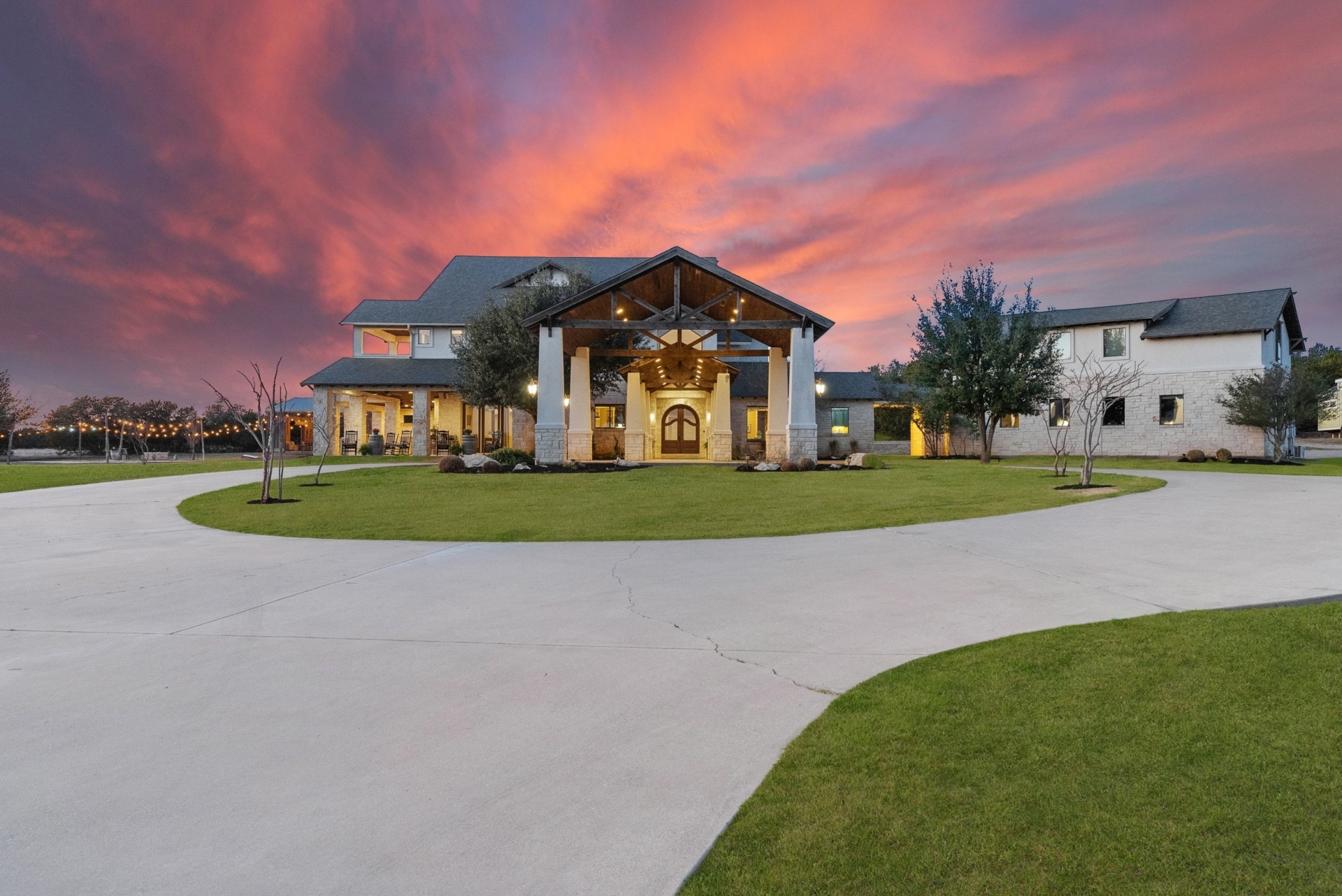 Front Portico at Sunset