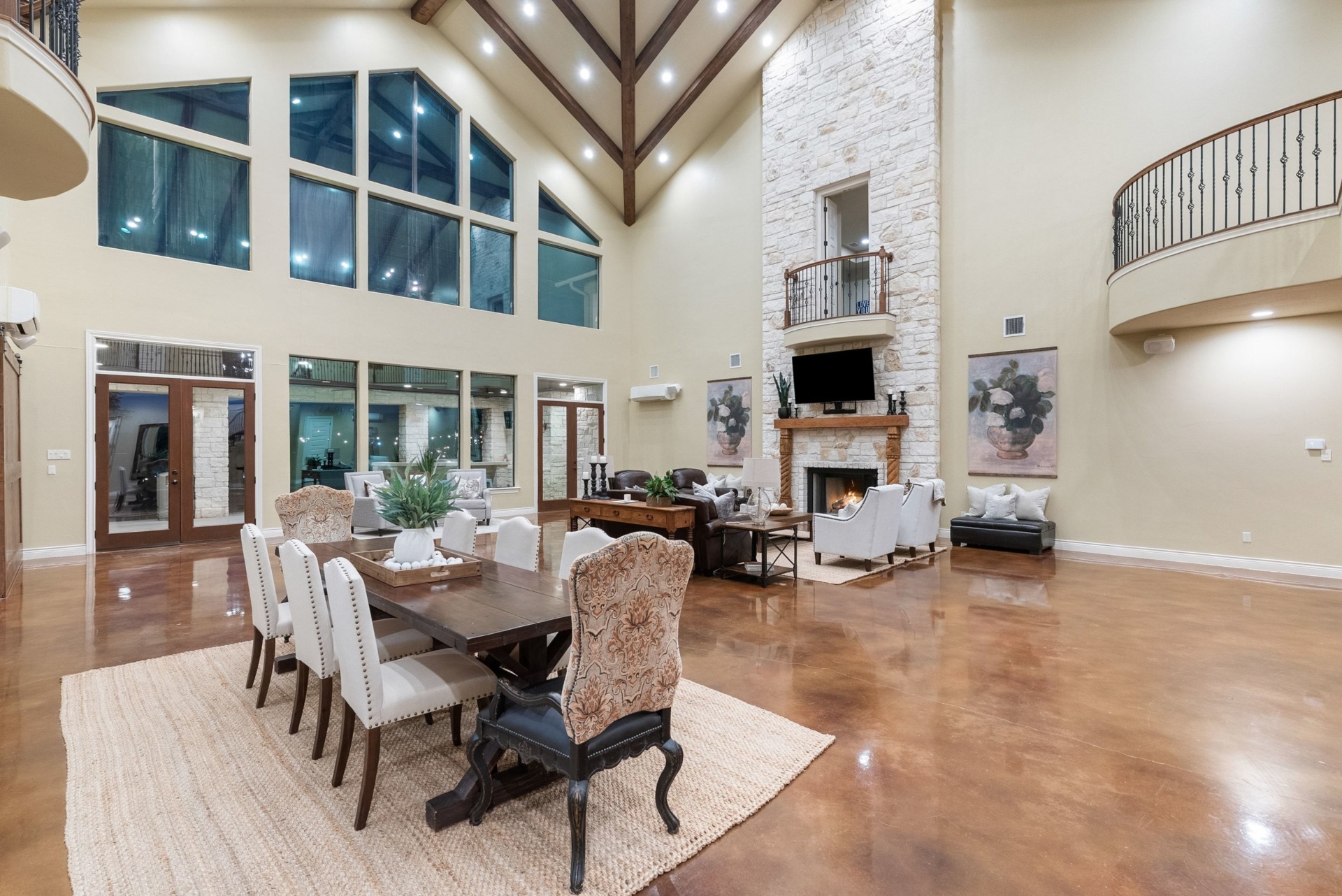 Great Room & Dining at Night