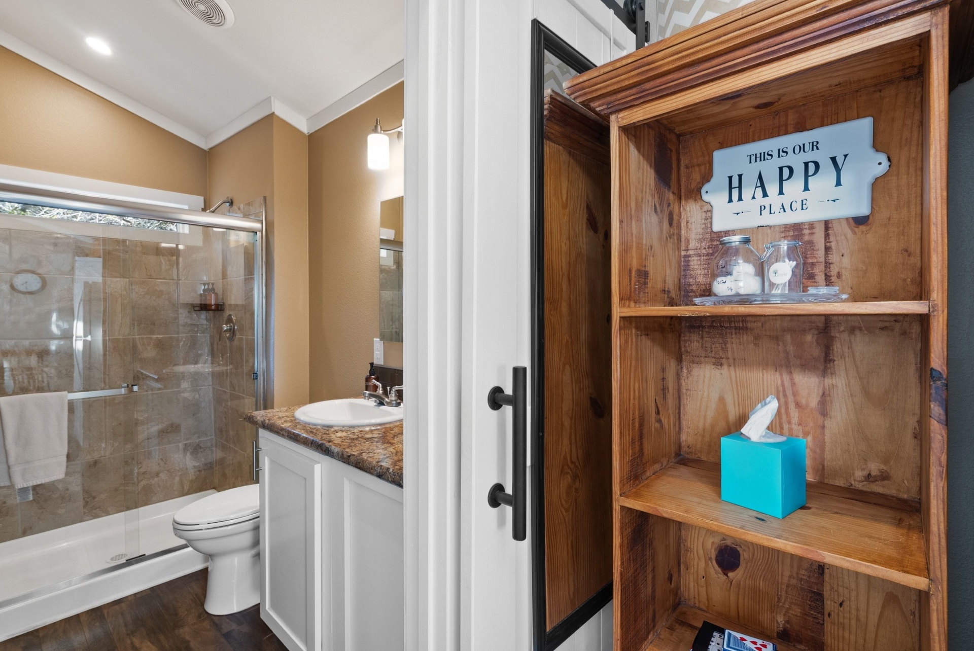 Guest House Bath with Barn Door