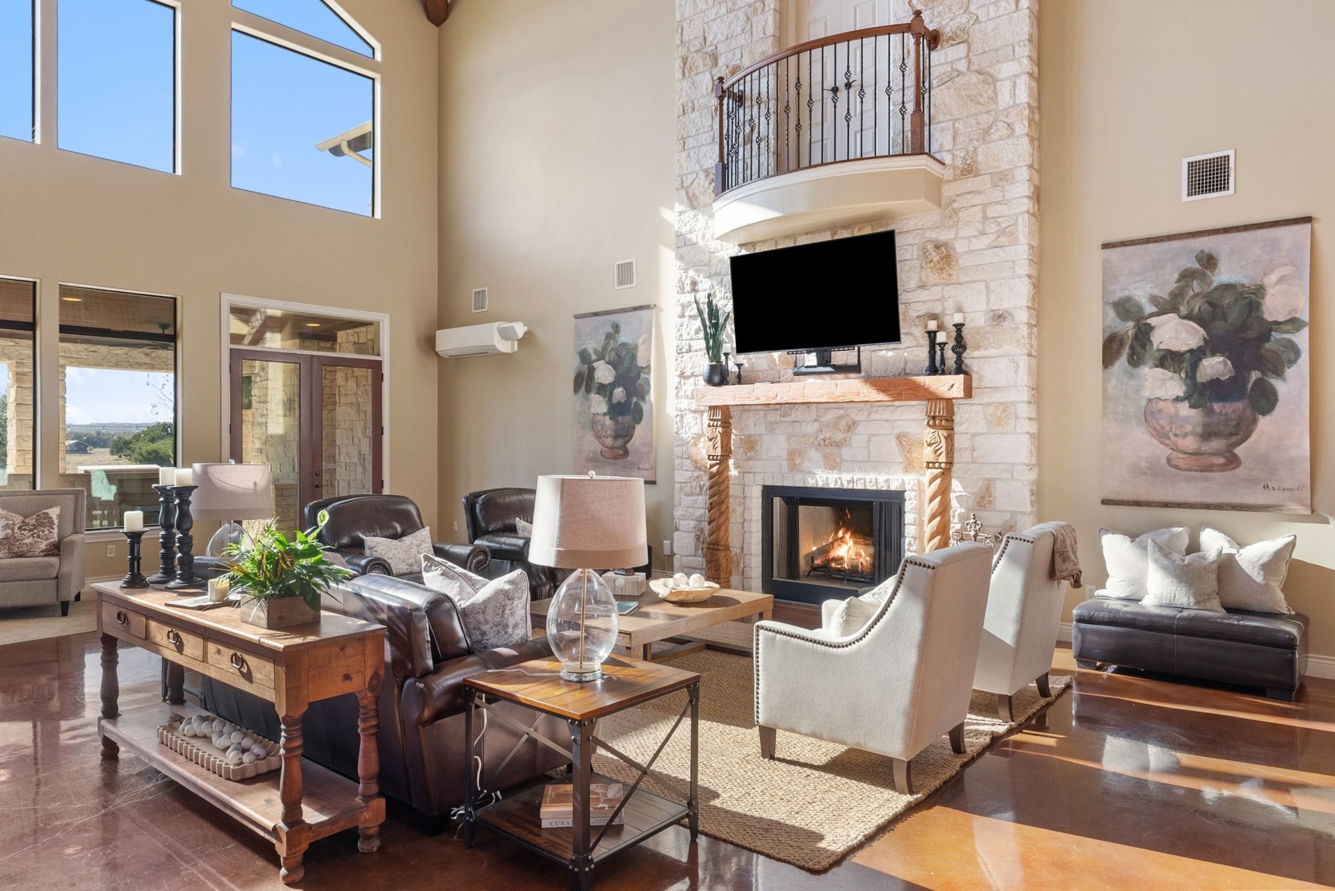 Stone Fireplace Seating Area