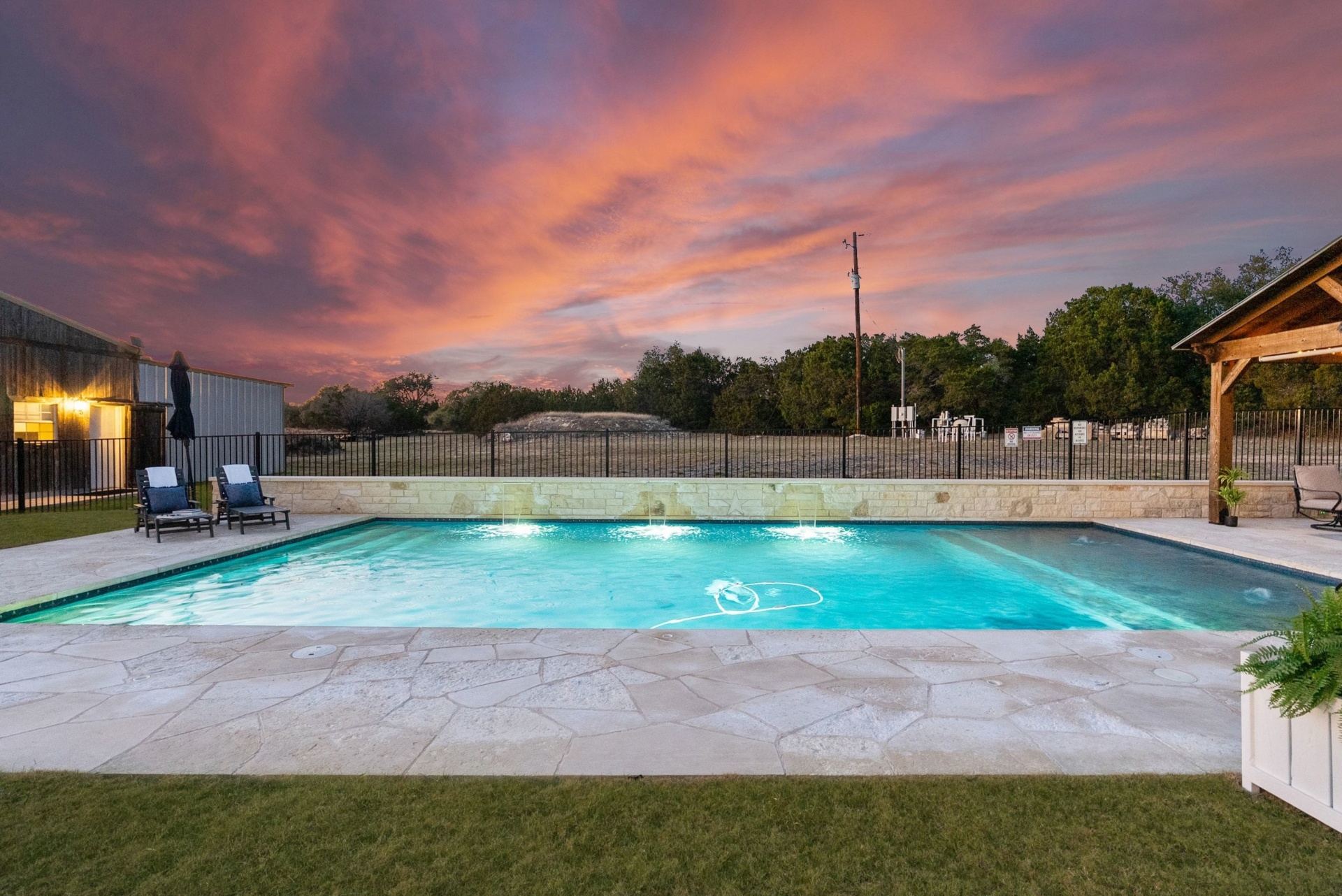 Twilight Pool Wide View
