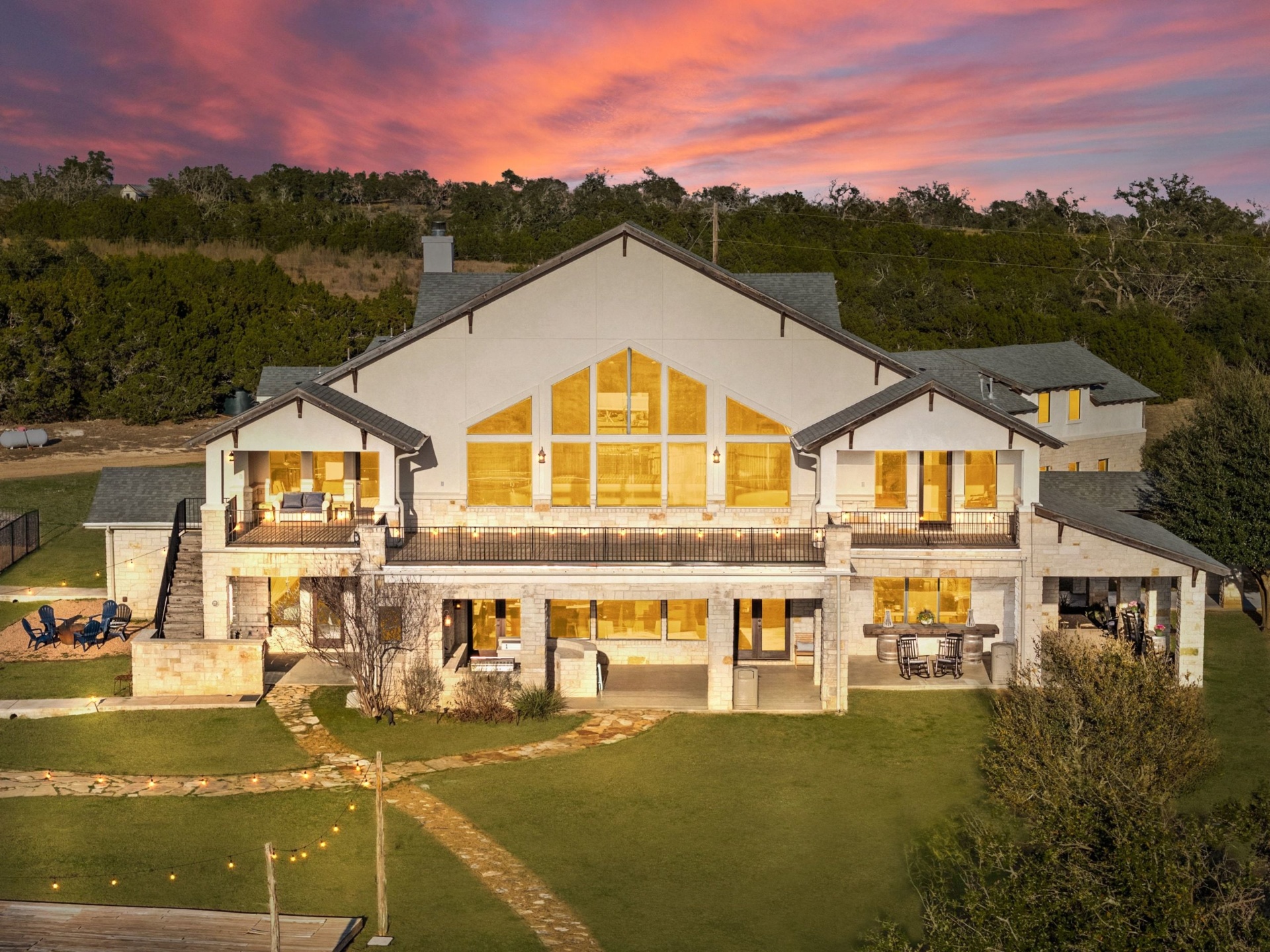 Rear Elevation Symmetry at Twilight