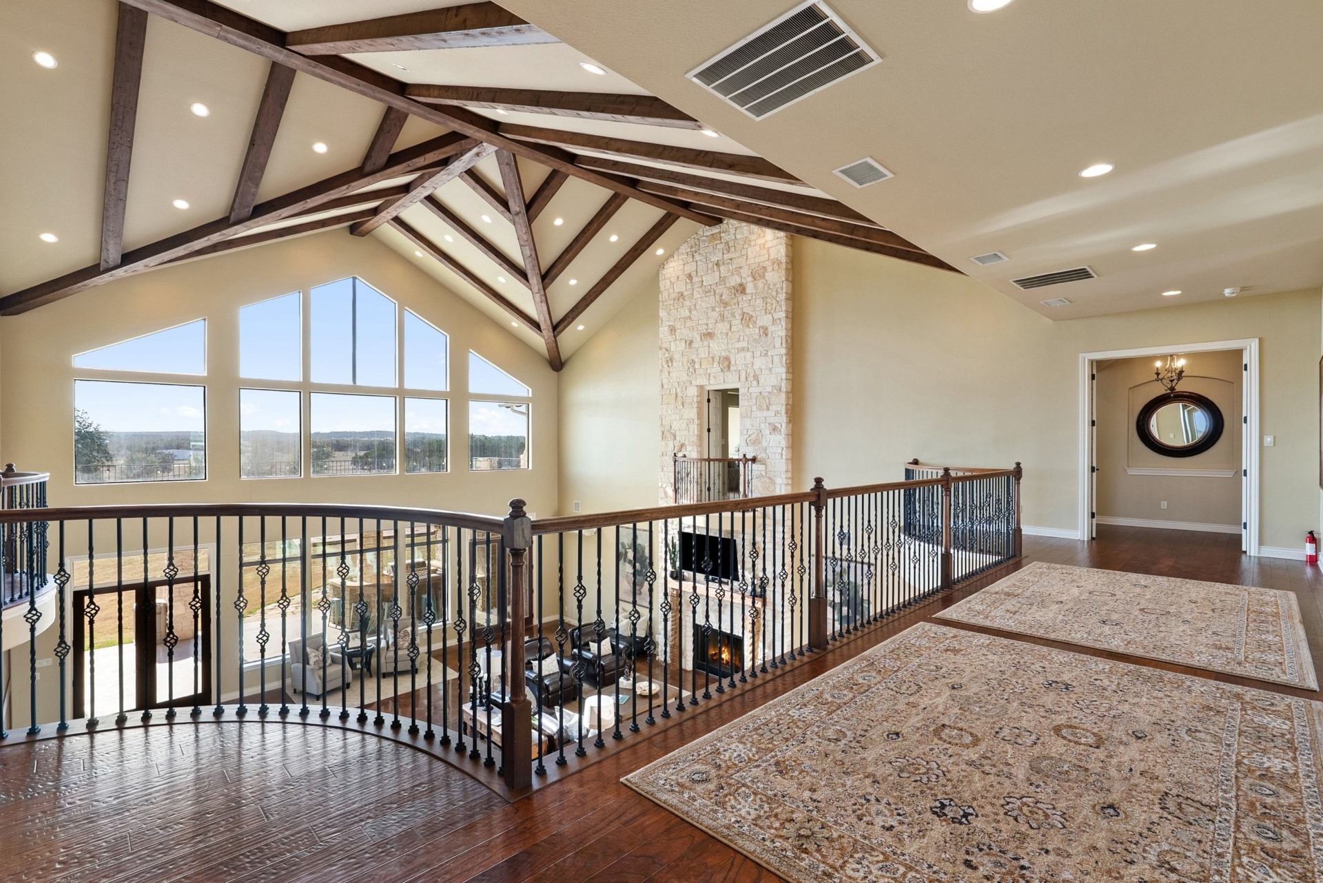Upper Loft with Exposed Trusses
